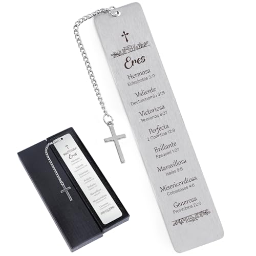 Spanish Metal Bible Bookmark Gifts - Shejdgart Spanish Christian Bookmarks Religious Gifts for Women Inspirational Prayer Gifts for Christian Biblical Birthday Baptism First Communion Graduation Gifts - style: Spanish Christian