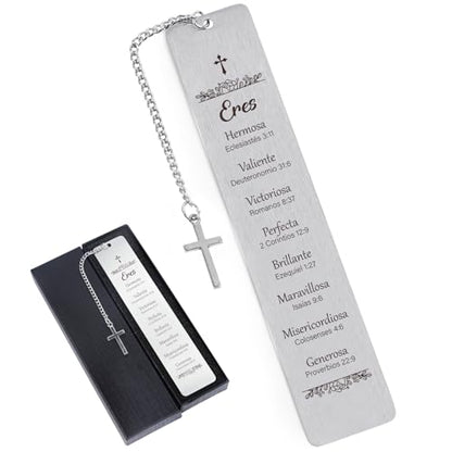 Spanish Metal Bible Bookmark Gifts - Shejdgart Spanish Christian Bookmarks Religious Gifts for Women Inspirational Prayer Gifts for Christian Biblical Birthday Baptism First Communion Graduation Gifts - style: Spanish Christian
