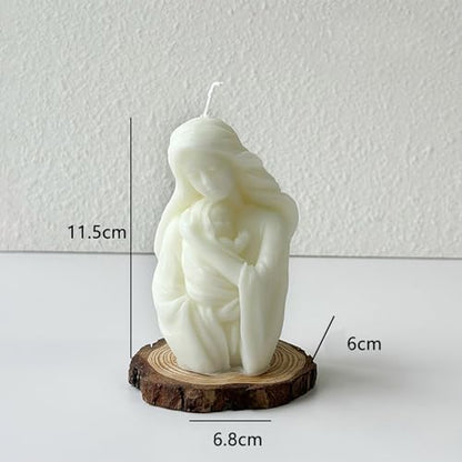 Virgin Mary Holding Baby Shaped Scented Candle,Enchanting Hand-Poured Aesthetic Soy Wax Aroma Decorative Candle for Table Photo Prop,Religious Celebrations,Baptism Essential,Baby Showers & Cozy Spaces
