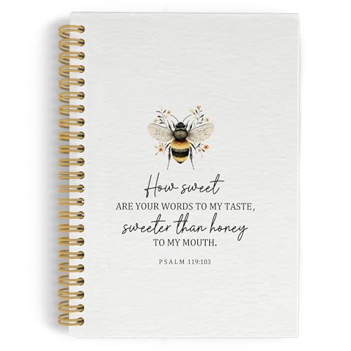 Christian Bumble Bee Spiral Notebook Journal, Bible Verse Notebooks for Note Taking, Christian Gifts for Women, Bee Gifts, Religious Scripture Hardcover Spiral Journal 5.5x8.3 Inches - color: bee1