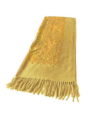 Urban CoCo Embroidered Scarf for Women, Tassel Shawl, Soft Lightweight Wrap - color: #3-yellow