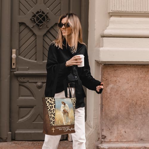Women's Canvas Tote Bag with Zipper, Large Capacity Shoulder Bag for Work, Travel & Daily Use, Gifts for Mom - color: I Once Was Lost But Now I'm Found