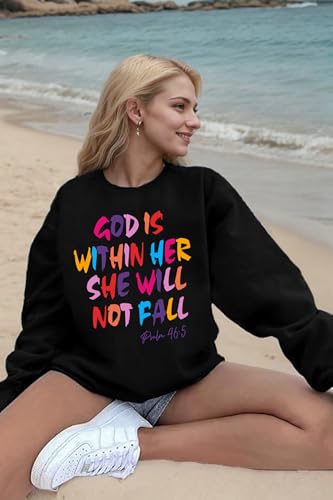 AMWIPE Christian Sweatshirts for Women Oversized Faith Religious Sweatshirt - color: Black, size: XX-Large
