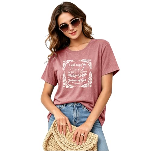 Christian Shirts for Women Religious Bible Verse Faith Tee - color: Pink, size: Medium