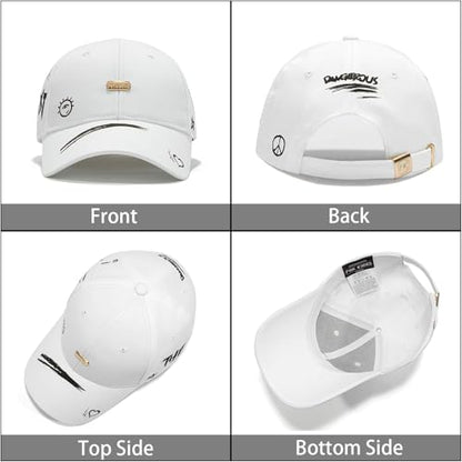 Baseball Cap for Women Men - Adjustable Size Hat - color: White