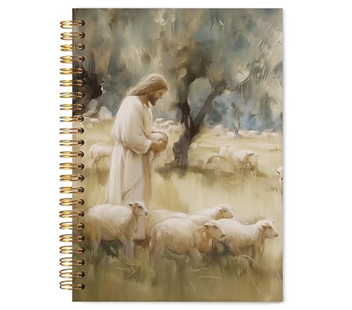 Vintage Christian Jesus Notebook for Work Note Taking, Christian Gifts, Jesus Good Shepherd Bible Verse Journal for Women, Religious Hardcover Spiral Notebooks, 5.5x8.3 in - color: multicolour-Christian-3