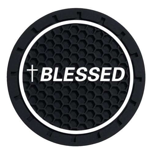 2Pcs 2.75 Inch Cross Jesus Christian Car Cup Holder Coaster Insert Diameter Oval Tough Vehicle Travel Auto Blessed Car Accessories - color: cup-blessed