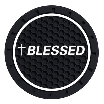 2Pcs 2.75 Inch Cross Jesus Christian Car Cup Holder Coaster Insert Diameter Oval Tough Vehicle Travel Auto Blessed Car Accessories - color: cup-blessed