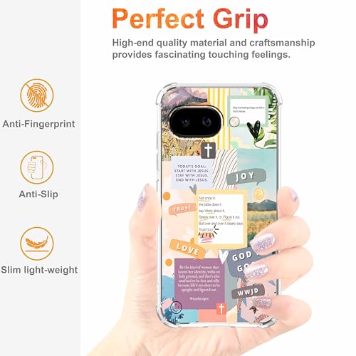 Christian Quotes Bible Motivational Words Collage Pattern,Soft TPU Bumper Phone Case for Google Pixel 9a - size: Google Pixel 9a