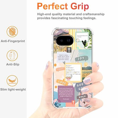 Christian Quotes Bible Motivational Words Collage Pattern,Soft TPU Bumper Phone Case for Google Pixel 10a - size: Google Pixel 10a