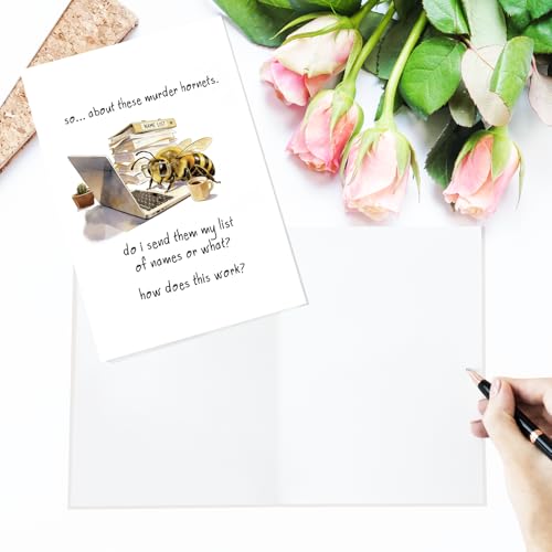 Funny Sarcastic Friendship Birthday Card for Friends Bestie Sister, Killer Bee Encouragement Greeting Card Gift for Family, Humorous Just Because Card, Office Decor - color: #7