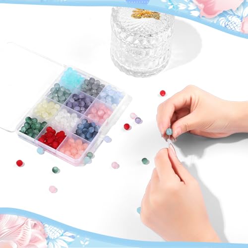 300Pcs 8mm Frosted Glass Beads for Bracelet Making Kit - color: Frosted