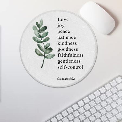 Christian Bible Scripture Galatians 5:22 Love Joy Peace Mouse Pad 7.9x7.9 Inch,Non-Slip Rubber Base Mousepads for Dorm Office Home Desk Decor, Christian Teen Girls Women Gifts