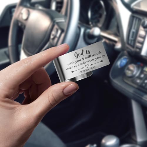 Genesis 28:15 Car Visor Clip, Bible Verse Visor Clip for Men Women - color: Sliver09