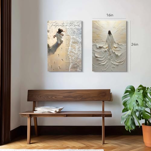 Snlihc Wrapped Canvas Jesus Walking on Water Hallway Wall Art 12x16 in - color: Water, size: 16"L x 12"W
