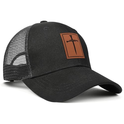 Christian Jesus Cross Trucker Hat Faith Hats for Men Women Religious Gifts - color: C-black