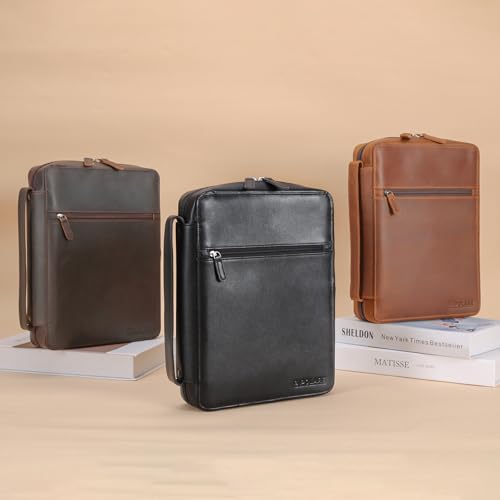 Polare Napa Leather Bible Cover Church Bag Bible Protective Book Holder Carrying Case Folder Organizer Portfolio, Black - style: Black