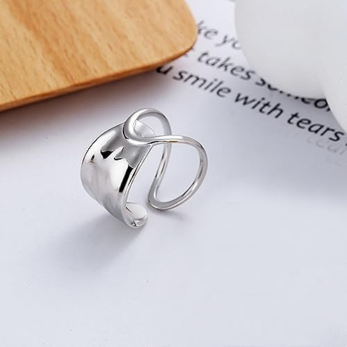 Handmade Rings 925 Sterling Silver Band Ring Adjustable Open Knuckle Rings Thumb Ring Statement Rings for Women Minimalist Jewelry - color: Pattern 1
