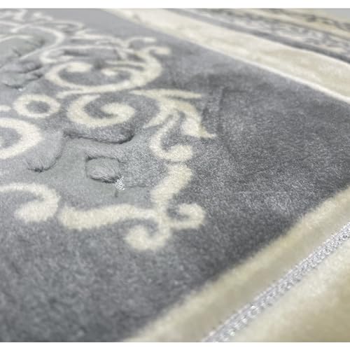 Modefa Foam Padded Prayer Rug | Thick Prayer Mat with Knee Cushion Memory Foam Prayer Mats | One Inch Thick Soft Velvet Islamic Praying Mat Luxury (Grey) - color: Grey