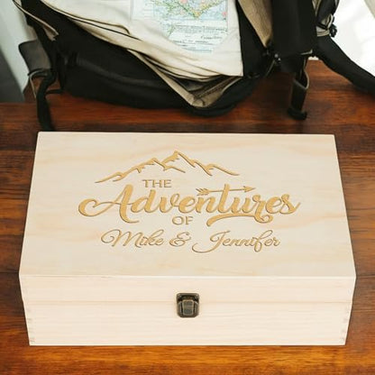 Personalized Adventure Memory Box, Engraved Travel Keepsake for Couples - style: 12. Adventure Box