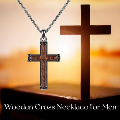 Cross Necklace Origami/Wooden/Caravaca/Faith Pendant Necklace Christian Religious Catholic Cross Jewelry Gift for Women Men - color: Black Wood Cross