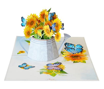 Sunflower Watering Can Get Well Soon Card, Sympathy Cards, Thinking of You Pop Up, Mothers Day Card, 6x8in 3D Birthday Cards for Women for Wife, Her, Sister, Grandma (Sunflower Watering Can). - color: Sunflowr Watering Can