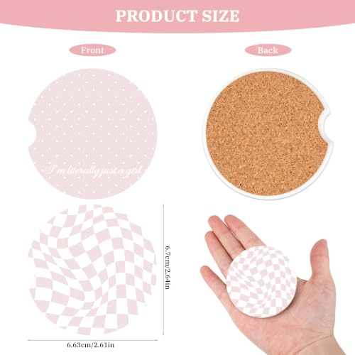 Pink Coquette Car Coasters for Cup Holders, Absorbent Car Coaster for Women - color: Pink Coquette