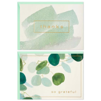 Hallmark Bulk Thank You Cards, Assorted 50-Pack (Watercolor Greenery)
