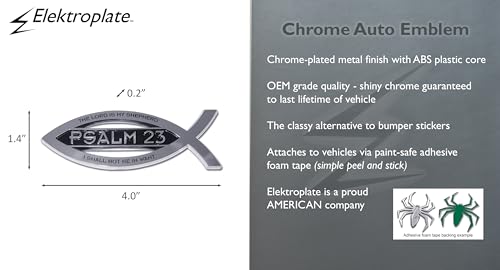Elektroplate Christian Fish John 3:16 with Verse OEM Chrome Emblem for Cars, Trucks, and All Auto | Universal Fit at 4" x 1.4" | Weatherproof - color: John 3:16