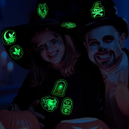 Neon Halloween Stickers 50PCS, Glow in The Dark Spooky Party Decals - color: Luminescent-500ksyy