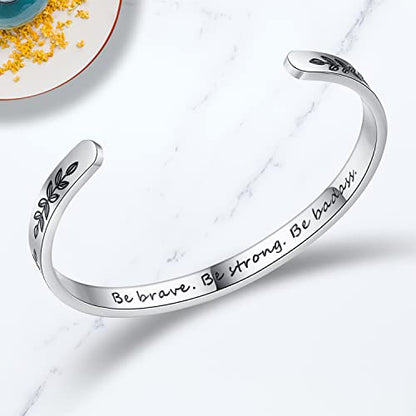 TONY & SANDY Cuff Bracelets for Women Teen Girls Best Friend Sister Mom Daughter Granddaughter Easter Birthday Mother's Day Christmas Stocking Stuffers for Teen Girls Women Jewelry - style: 1 - Be brave be strong be badass
