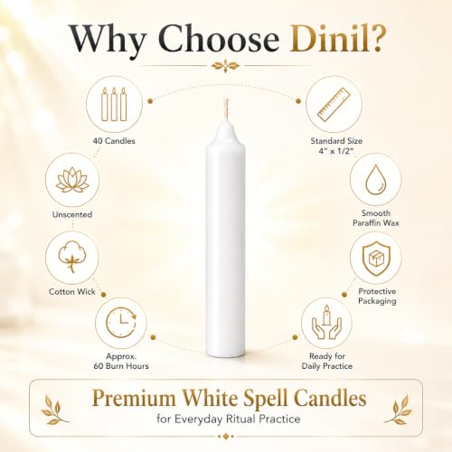 Dinil White Spell Candles, 4 Inch Mini Chime Candles, Set of 40 - color: White, size: 40 Pack