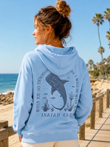 Whale Shark Hoodie Christian Hoodies for Women Men Shark Sweatshirt - color: Black, size: Medium