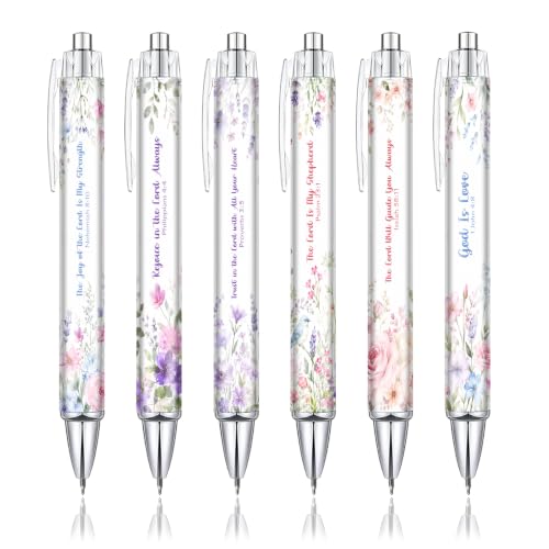 Encouragement Christian Gifts for Women, 6 Pack Floral Bible Verse Pens - color: pink06