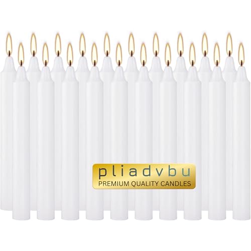 Pliadvbu Set of 20 White Candles Mini Unscented Taper Candles for Christmas,Household, Wedding, Rituals, Prayer, Birthdays, Meditation, Altar,Party and Home Décor Candlesticks - 4 Inch Tall - color: White, size: Set of 20