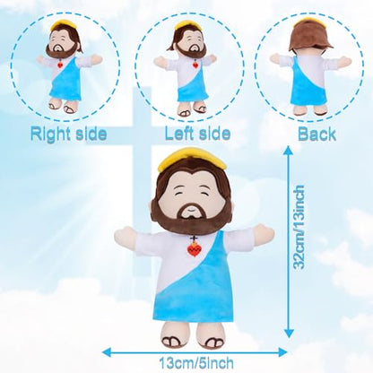Jesus Plush Christianity Stuffed Animal - 13 Inch Kids' Blue Jesus Figurine Pillow Heart Embroidery for Christian Gifts - style: Blue Jesus Figurine