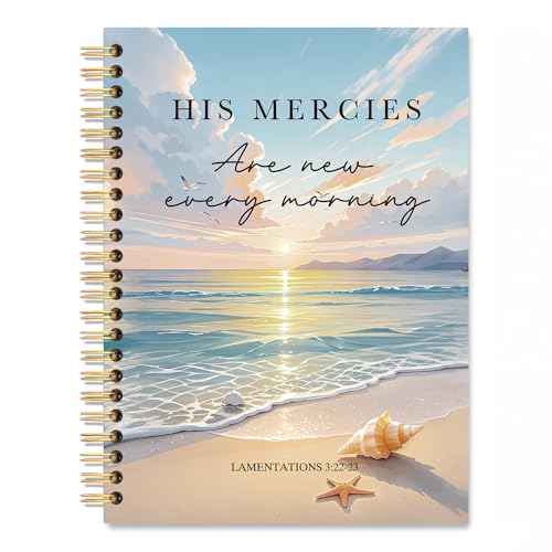 His Mercies are New Every Morning Lamentations 3:23 Spiral Notebook for Work, Summer Beach Bible Verse Notebook, Religious Promotion Gifts Thank You Gifts for Women Men Colleagues Boss Mentors - style: His Mercies