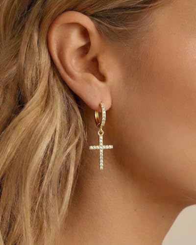 Dangle Cross Earrings for Women Teen Girls Baptism Jewelry Gifts - style: God's Blessing
