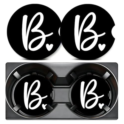 2PCS Initial B Car Cup Holder Coasters Neoprene Universal 2.75" - color: Initial B