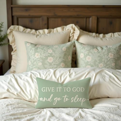 Farmhouse Sage Green Pillow Covers 12x20 Inch Set of 2, Home Decor - color: Sage Green