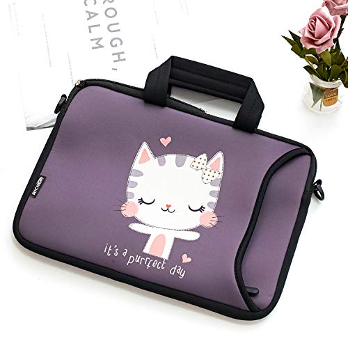 RICHEN 11 11.6 12 12.5 13 inches Case Laptop/Chromebook/Notebook PC Tablet Travel Case Neoprene Handle Sleeve with Shoulder (11-13.3 inch, Cute Cat) - color: Cute Cat, size: 11-13.3 inch