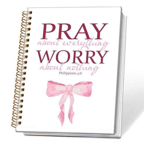 Coquette Pink Bow Christian Spiral Notebook Journal, Philippians 4:6 Bible Scripture Journal for Women, Christian Gifts for Women, Religious Prayer Notebooks, 5.5x8.3 Inch - color: 01-philippians 4:6