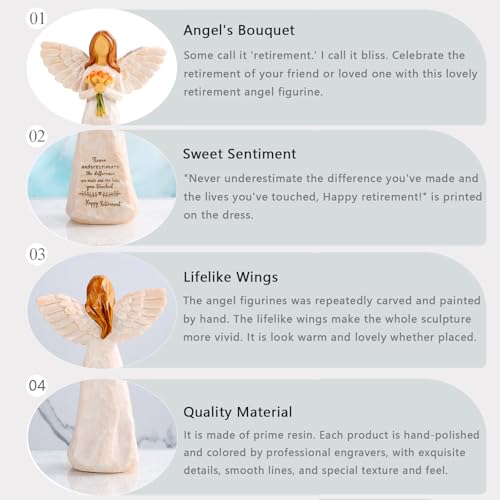 Retirement Gift for Woman, 5.5” Resin Angel Figurine - Retirement Gifts - color: Retirement Gifts