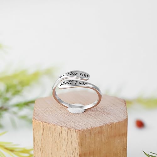 925 Sterling Silver Inspirational Adjustable Rings - Personality Encouragement Jewelry Gift For Women - style: This too shall pass