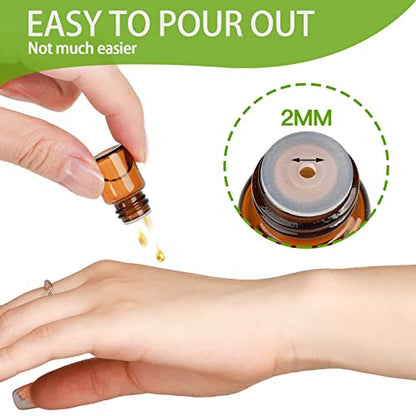 2ml Essential Oil Bottles 36Pcs Mini Oil Bottles with Transfer Droppers - color: Amber