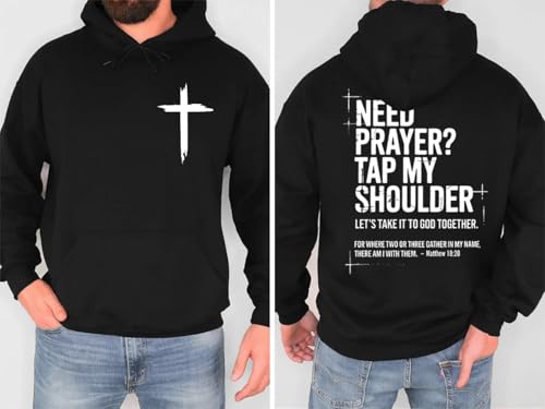 Christian Sweatshirts For Women Need Prayer Tap My Shoulder Sweatshirt Need Prayer Tap My Shoulder Hoodie - color: Black-1, size: Small