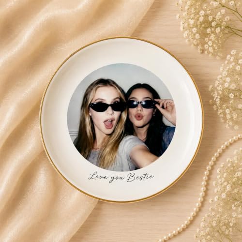 Personalized Photo Ring Dish for Best Friend, Custom Jewelry Dish with Picture & Names, Bestie Gifts for Women, BFF Soul Sister Friendship Keepsake, Birthday Christmas Wedding - color: Photo Ring Dish