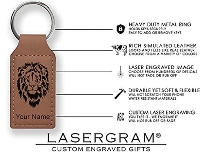 LaserGram Rectangle Keychain, Christian Cross, Personalized Engraving Included - color: Dark Brown