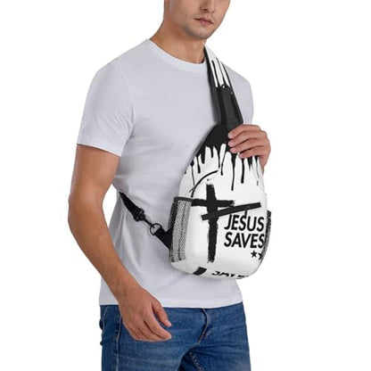 Jesus Christian Cross Sling Backpack Shoulder Chest Bag For Men Women Hiking Travel Crossbody Daypack - color: Jesus Christian Cross-0004