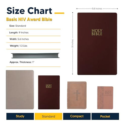 Personalized NIV Small Print Bible for Adults, Name Engraved, Standard Size - color: Burgundy, style: New International Version